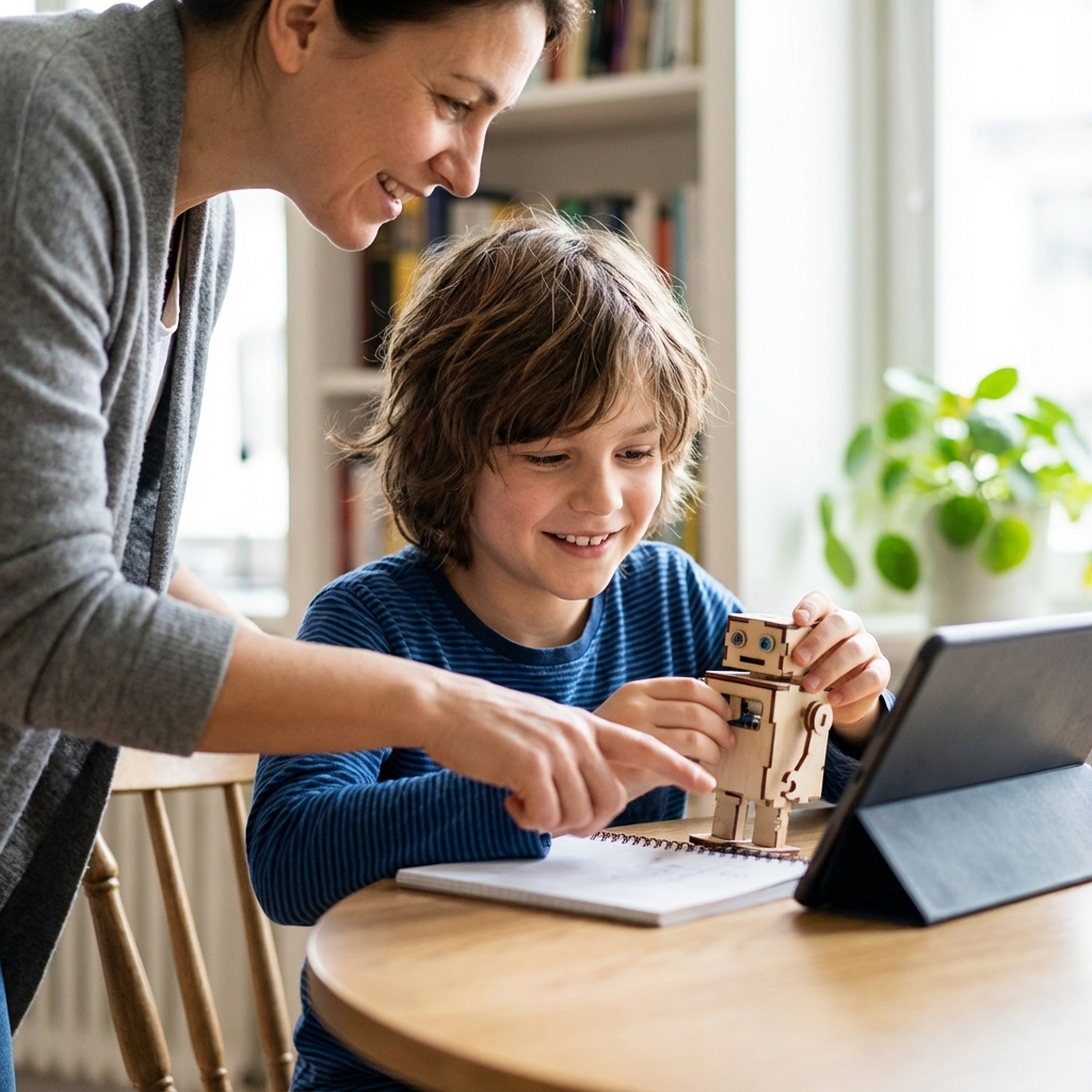 Enfant heureux apprenant avec une enseignante bienveillante